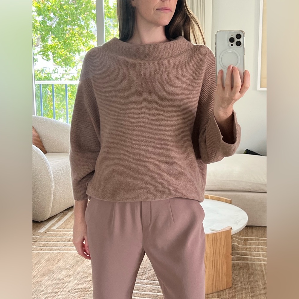 The Reset R Label Funnel Neck Cashmere Wool Sweater in Desert Sand S/M